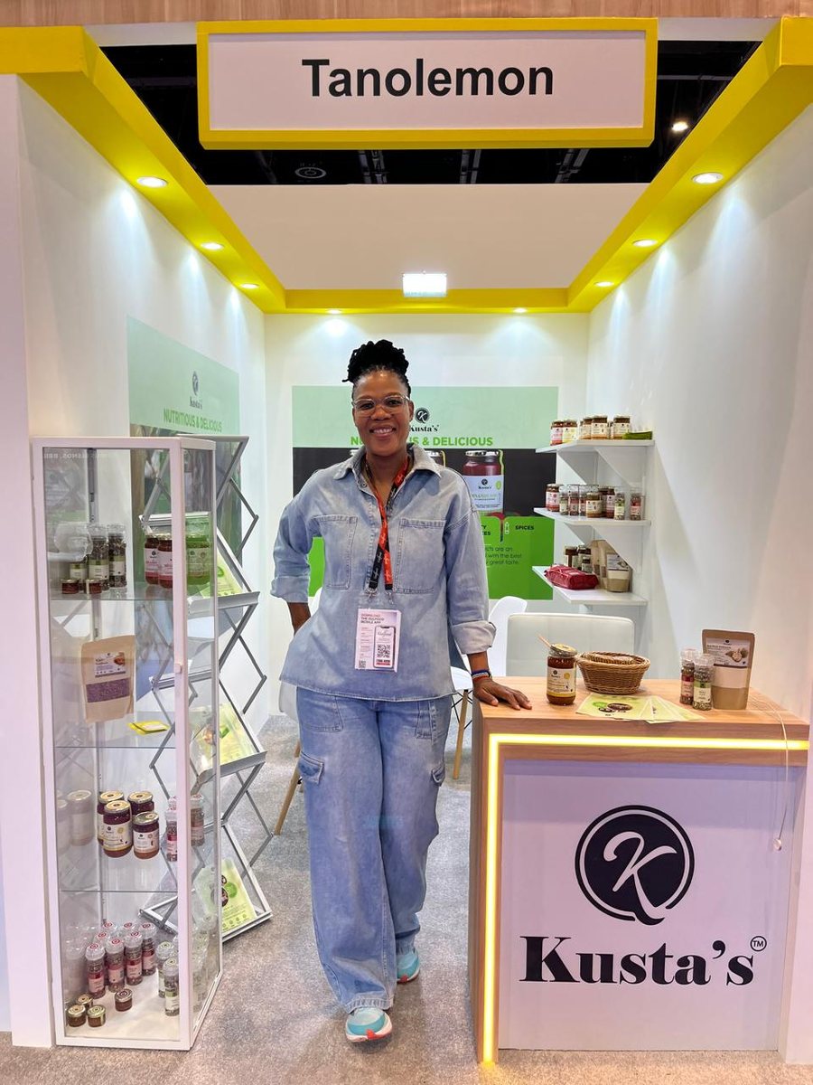 Kusta's founder at the Kusta's stand at the Gulfood exhibition in Dubai